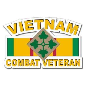 US Army 4th Infantry Division Vietnam Combat Veteran with Ribbon Decal 