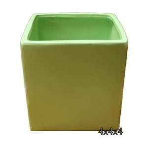  Ceramic Cube Vase 4x4x4   Green Arts, Crafts & Sewing