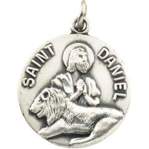   Silver 19.50 MM St. Daniel Medal With 18.00 Inch Chain Jewelry