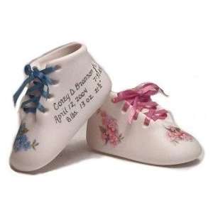 Personalized Porcelain Bisque Baby Shoe Keepsake   Blue or Pink Forget 