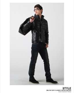 Fashion Korea Style Blizzard Collar Men Leather PU Short Outwear Jaket 