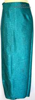 Green Textured Womens Skirt Thai Silk Sari Sarong  
