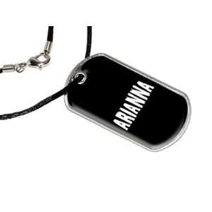  Arianna   Name Military Dog Tag Black Satin Cord Necklace 