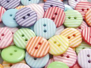 Lot of 70 Stripe Buttons 11/16 (18mm) 10 Colors B42  