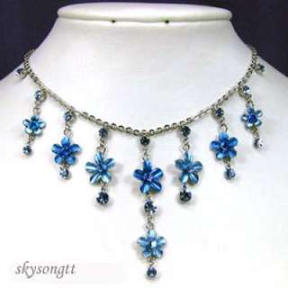 Crystal Enamel Floral Dangler Necklace Set NS1134N  