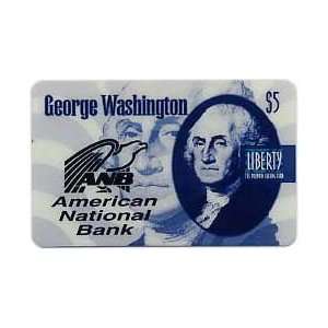 Collectible Phone Card $5. American National Bank (ANB Logo & George 