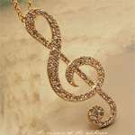 sweet golden 18K plated diamond music note necklace  