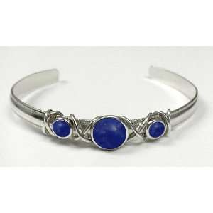  Sterling Silver Cuff Bracelet Featuring Genuine Lapis 