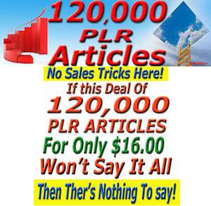120,000 PLR Articles Private Label Rights. 550 Niches *  