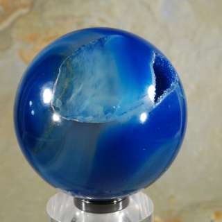 59mm BLUE AGATE & QUARTZ GEODE SPHERE Crystal Ball Brazil  