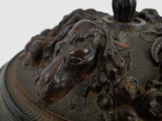 Rare Antique 19th C. Gutta Percha Figural Animals Covered Humidor 