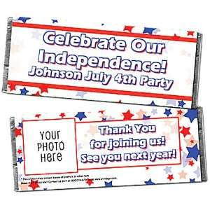  Patriotic Stars Personalized Photo Candy Bar Wrappers 