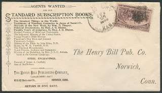 US 1893, Norwich, Conn The Henry Bill Publishing Co. advertising cover 