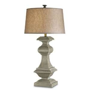 Currey and Company 6776 Washed Flax Nadja 1 Light Wood Table Lamp with 