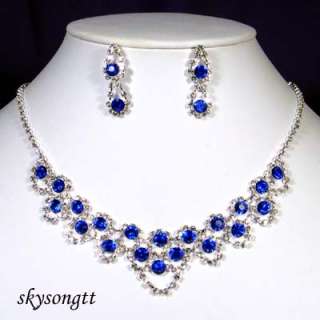 Swarovski Crystal Sapphire Pendant Necklace Set S1376N  