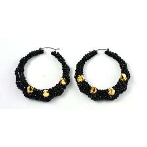 Basketball Wives Spikes Out Paparazzi Bamboo Earrings Erh02415jet 