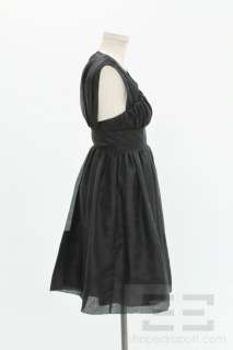 Vera Wang Lavender Label Black Gathered Silk Sleeveless Dress Size 2 