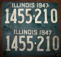 1947 Illinois License Plates #1455 210  
