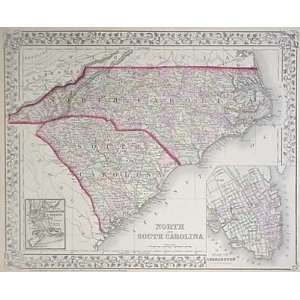  Mitchell 1879 Map of North Carolina and South Carolina 
