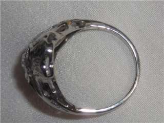   /Vintage Art Nouveau 14Kt White Gold 15pt Diamond Ring Fine Details