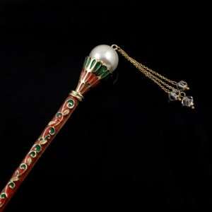  Crystalmood LUX Enamel Hair Stick with Pearl and Swarovski 