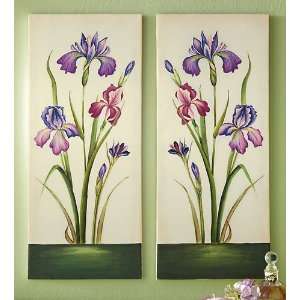  2 Iris Blooms on Eggshell Background Wall Canvas 