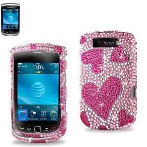  on Full Cover Case for Blackberry Torch 9800 (9800 Bling Hearts Pink