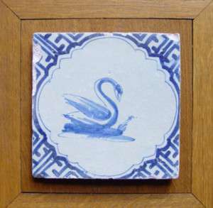 Fine Dutch Delft Tile Swan Circa 1625 Wan Li  