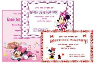 10 CUSTOM MINNIE MOUSE INVITATIONS OR THANK YOUS  