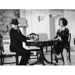 Charlie Chaplin Directing Actress Sophia Loren in Scene from Movie A 