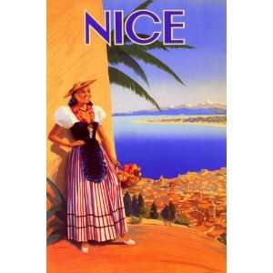  NICE GIRL BEACHES TRAVEL FRANCE FRENCH VINTAGE POSTER 