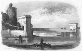 ANGLESEY Conway Tubular bridge Wright Ashley Train, 1860  