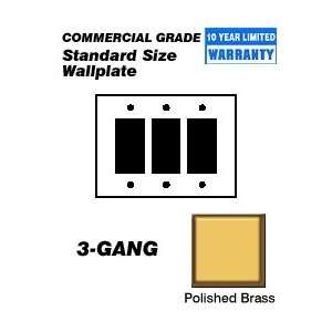 Leviton 81411 PB Wallplate 3 Gang Decora Standard Size Polished Brass 