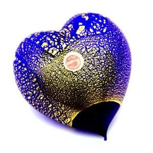 Murano Glass Heart Paperweight or Accent Piece in Blue 