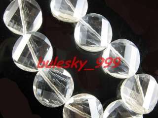 5pcs Faceted Glass Crystal Tile Bead 18mm Clear  
