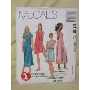 McCalls 8108 Sewing Pattern Misses Pullover Dress Size   Size FW 18 