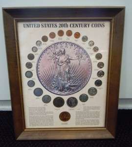 FRAMED COLLECTION OF UNITED STATES 20TH CENTURY COINS  