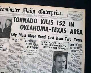 WOODWARD OK Oklahoma Tornado GLAZIER TX 1947 Newspaper  
