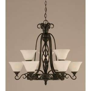  Toltec Lighting 869 DG 505 Eleganté Nine Chandelier with 