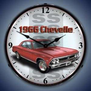 NEW 1966 SS CHEVELLE BACKLIT LIGHTED CLOCK   FREE S&H  