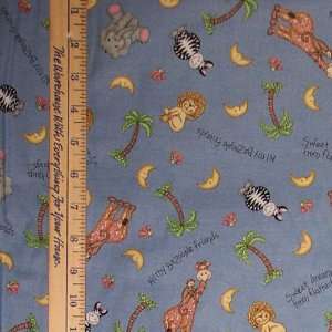   Friends Animal Jungle & Words Fabric By the Yard 