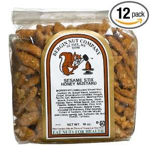 Bergin Nut Company Sesame Stix Honey Mustard, 10 Ounce Bag (Pack of 12 