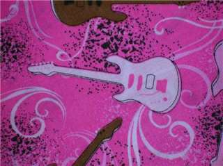 New Pink Guitars Music Instrument Girls Fabric BTY  