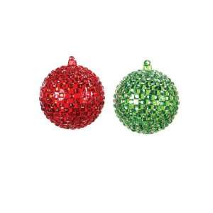  Pack of 6 Christmas Whimsy Red and Green Faceted Glass 