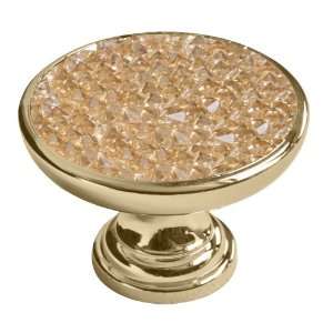   Gold Crystal Pull Knob, 1.34 inch by 0.94 inch, Gold Finish, 708_GP_L