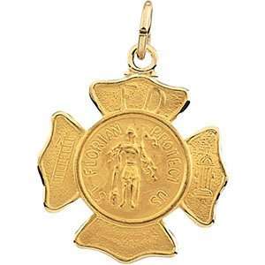   Karat Yellow Gold St. Florian Medal Pendant Diamond Designs Jewelry