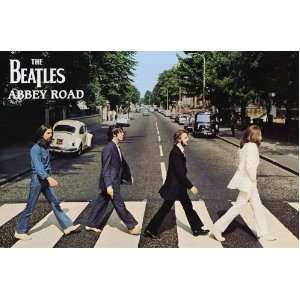  Beatles (Abbey Road) Gold Wood Mounted Music Poster Print 