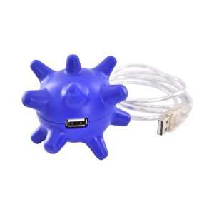    BLUE SPIKEY BALL High Speed USB 2.0 Hub 3 Ports For PC Electronics
