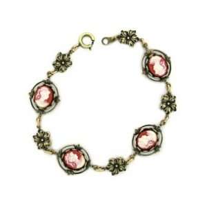   Cameo Bracelet   Vintage Style Antique Brass Carnelian Womens Jewelry