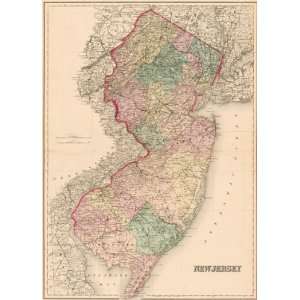    Gray 1875 Antique Outline Map of New Jersey